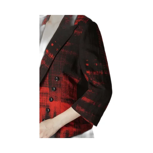 Copied Checked Print Cropped Sleeve Tail Jacket