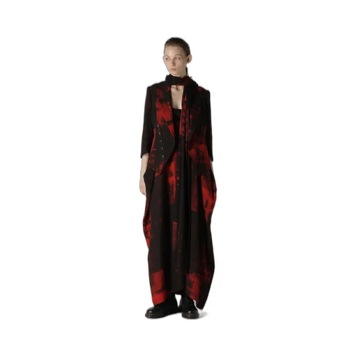 Copied Checked Print Cropped Sleeve Tail Jacket