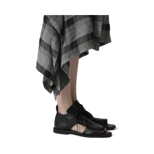Linen/Silk Plaid Handkerchief Hem Dress