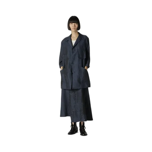 Linen Chambray Ethnic Patchwork Print 3/4 Work Jacket
