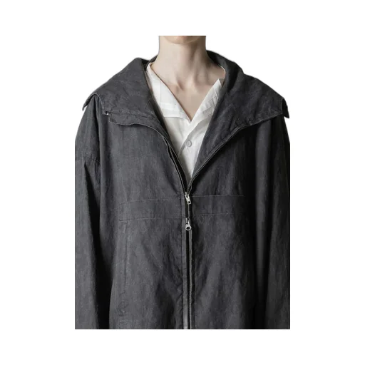 Ramie/Nylon Pigment Coating Big Anorak Coat