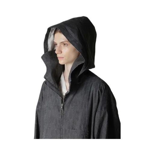 Ramie/Nylon Pigment Coating Big Anorak Coat