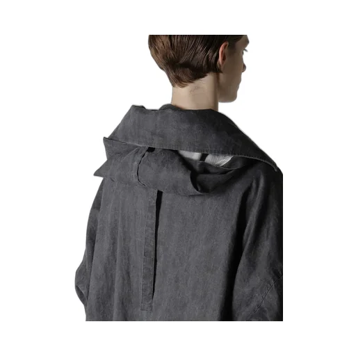 Ramie/Nylon Pigment Coating Big Anorak Coat