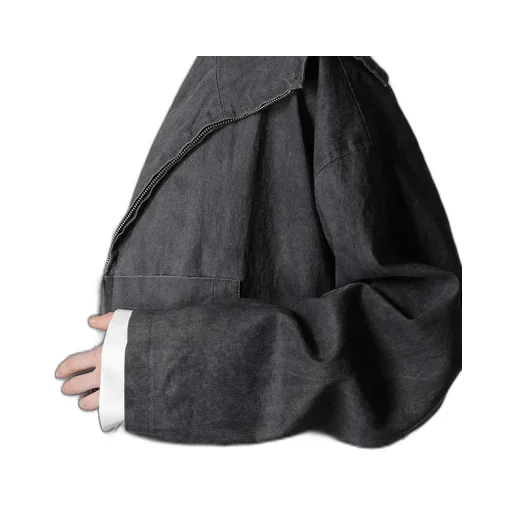 Ramie/Nylon Pigment Coating Big Anorak Coat
