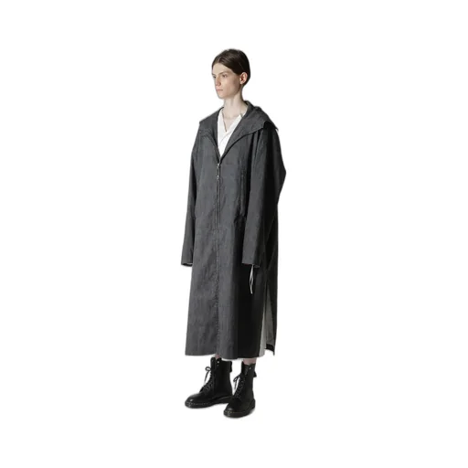 Ramie/Nylon Pigment Coating Big Anorak Coat