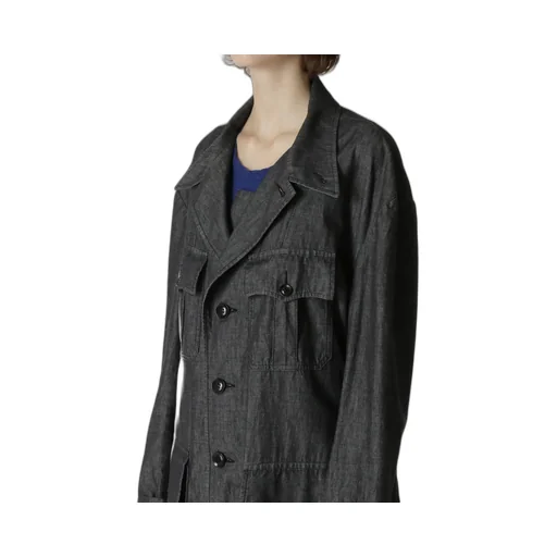 Spotted Denim 4 Pockets Long Jacket