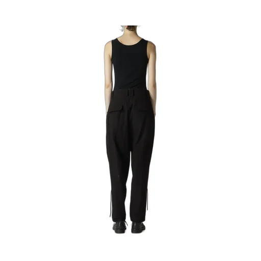 Plain Weave Denim Lace Up Hem Pants