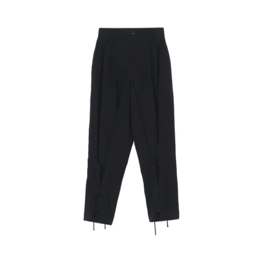 Plain Weave Denim Lace Up Hem Pants