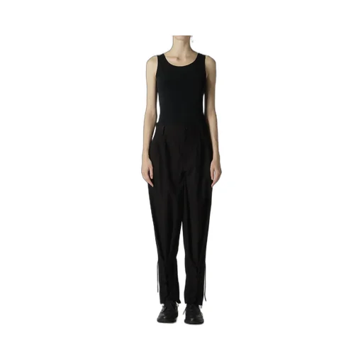 Plain Weave Denim Lace Up Hem Pants