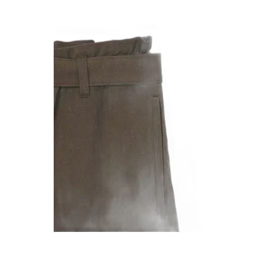 Cotton Flax Poplin Belted Pants