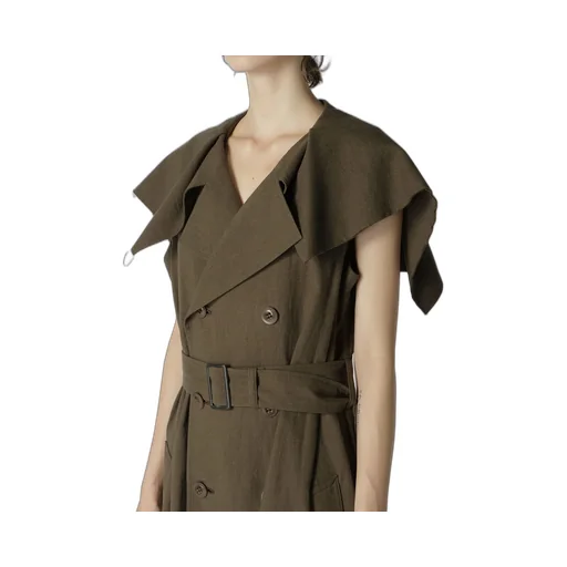 Cotton Flax Poplin Sailor Collar Coat