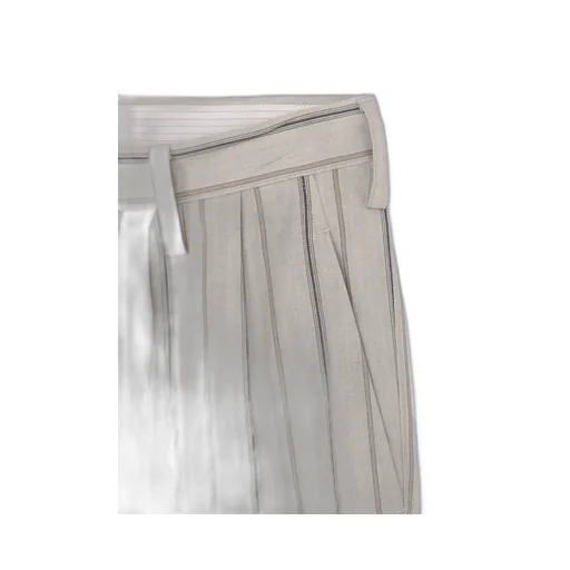 Cotton Stripe Ink Dyed Double Tuck Tapered Pants