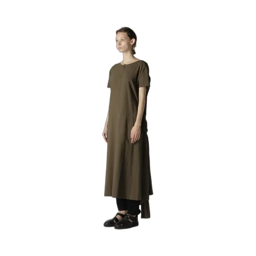 Cotton Flax Poplin Back Tie Dress