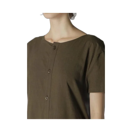 Cotton Flax Poplin Back Tie Dress