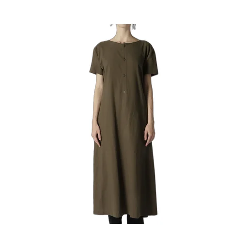 Cotton Flax Poplin Back Tie Dress