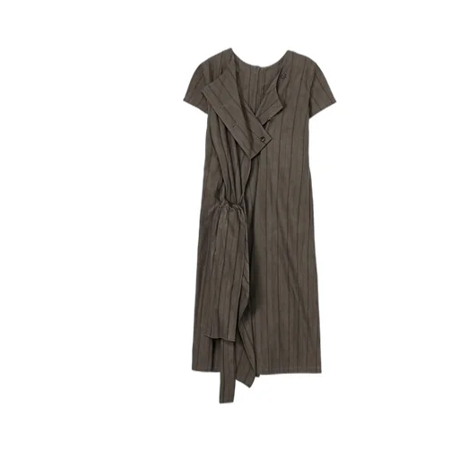 Cotton Stripe Ink Dyed Back Tie Dress