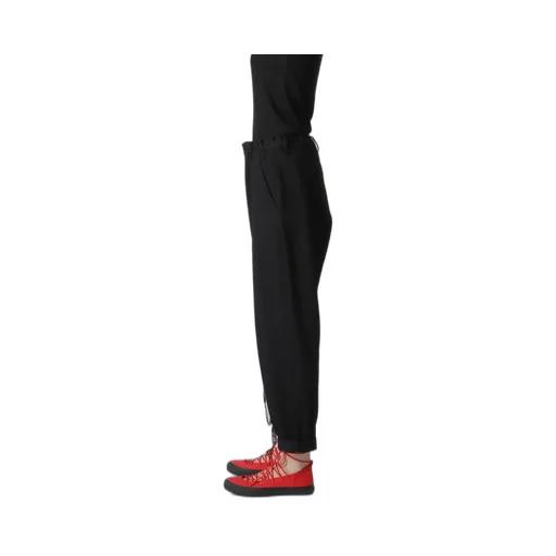 Denim Hole Embroidery Waist String Slim Pants