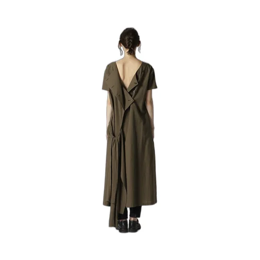 Cotton Flax Poplin Back Tie Dress