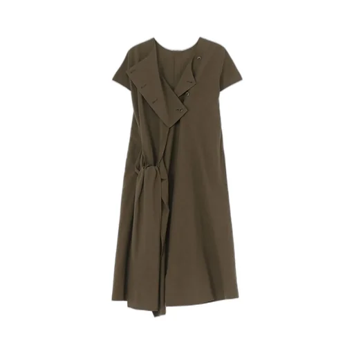 Cotton Flax Poplin Back Tie Dress