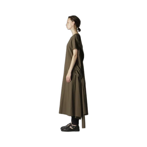 Cotton Flax Poplin Back Tie Dress