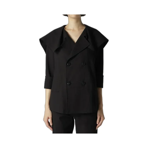 Cotton Flax Poplin Sailor Collar Jacket