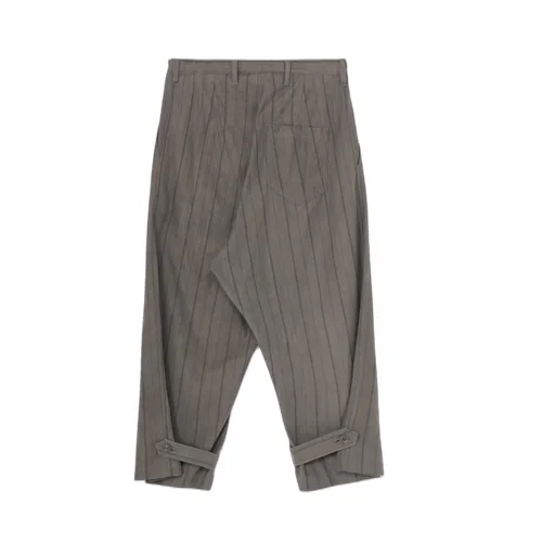 Cotton Stripe Ink Dyed Tabbed Hem Pants