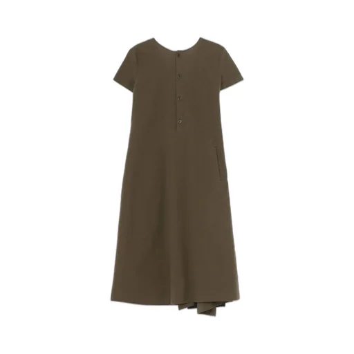 Cotton Flax Poplin Back Tie Dress