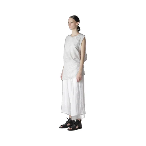 C/Cu Hard Twisted Dobby Stripe Sleeveless Drape Shirt