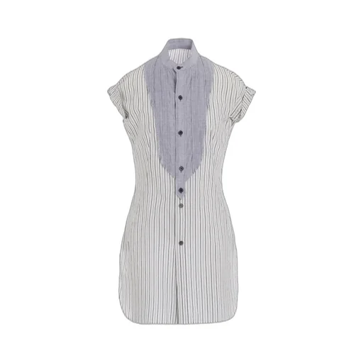 C/Cu Hard Twisted Dobby Stripe Stand Collar Shirt