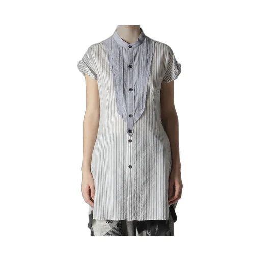 C/Cu Hard Twisted Dobby Stripe Stand Collar Shirt