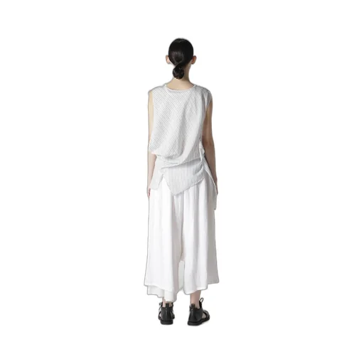 C/Cu Hard Twisted Dobby Stripe Sleeveless Drape Shirt