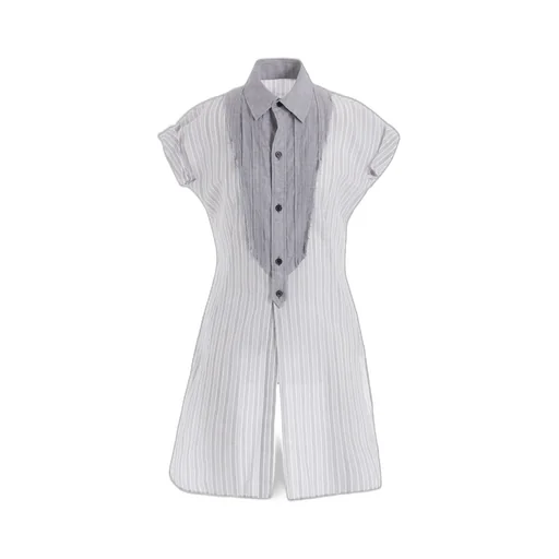 C/Cu Hard Twisted Dobby Stripe Pleated Shirt