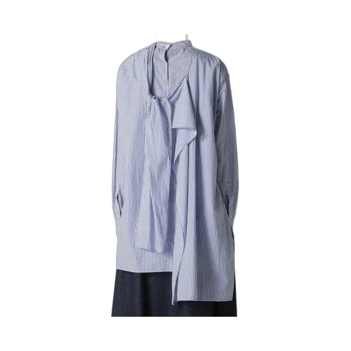 Cotton Stripe Back Tie Blouse