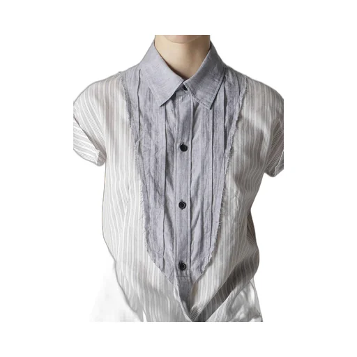 C/Cu Hard Twisted Dobby Stripe Pleated Shirt