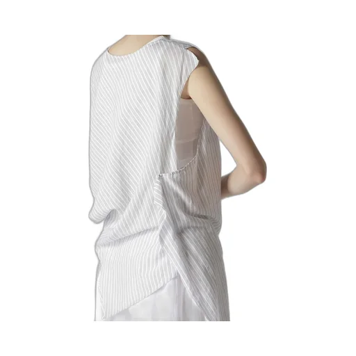 C/Cu Hard Twisted Dobby Stripe Sleeveless Drape Shirt