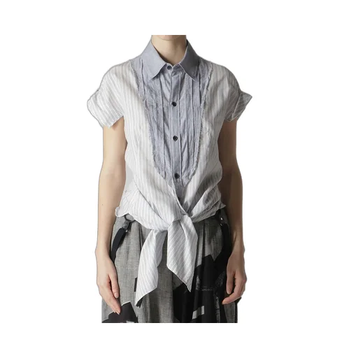 C/Cu Hard Twisted Dobby Stripe Pleated Shirt