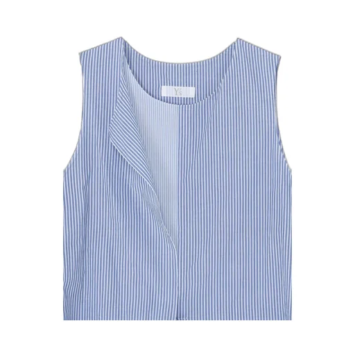 Cotton Stripe Front Drape Blouse