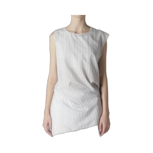 C/Cu Hard Twisted Dobby Stripe Sleeveless Drape Shirt