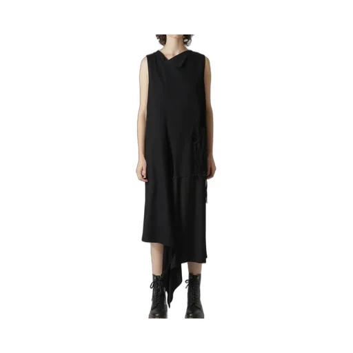 Denim Hole Embroidery Collar Square Sleeveless Dress