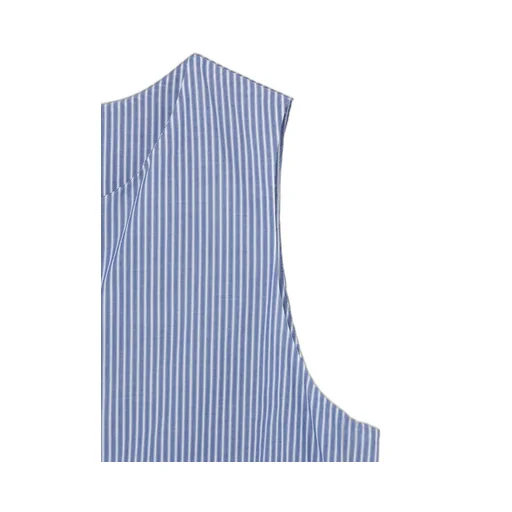 Cotton Stripe Front Drape Blouse