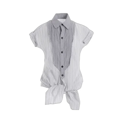 C/Cu Hard Twisted Dobby Stripe Pleated Shirt