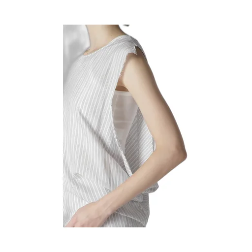C/Cu Hard Twisted Dobby Stripe Sleeveless Drape Shirt