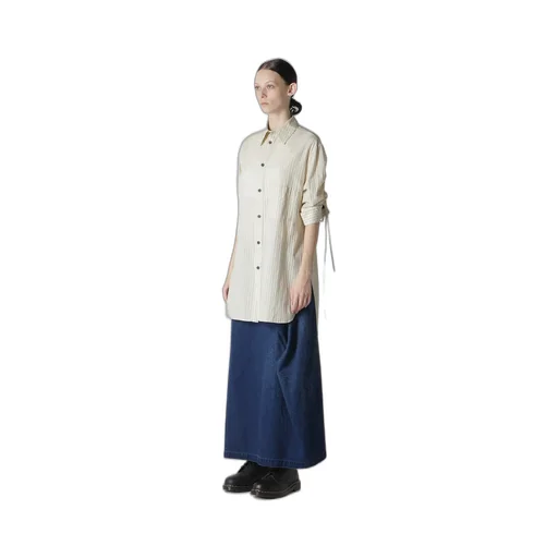 Dobby Stripe Shirring Sleeve Shirt