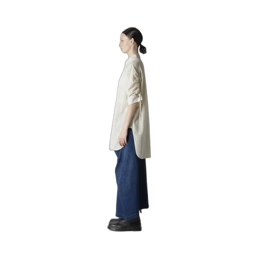 Dobby Stripe Shirring Sleeve Shirt