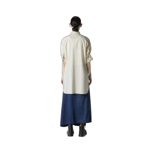 Dobby Stripe Shirring Sleeve Shirt