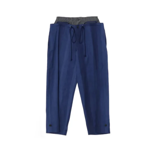 Multi Striped Dobby Uneven Dyeing Layered Pants