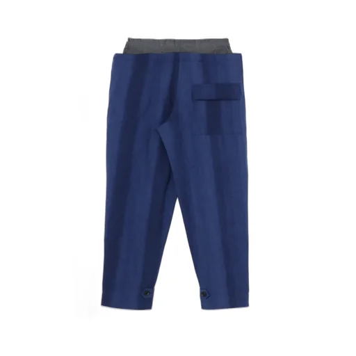 Multi Striped Dobby Uneven Dyeing Layered Pants