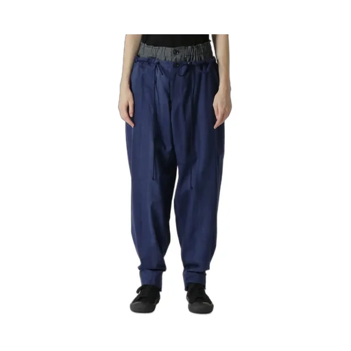 Multi Striped Dobby Uneven Dyeing Layered Pants