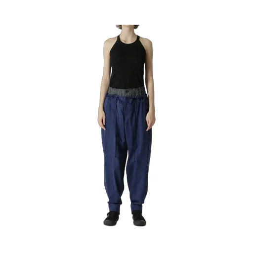Multi Striped Dobby Uneven Dyeing Layered Pants