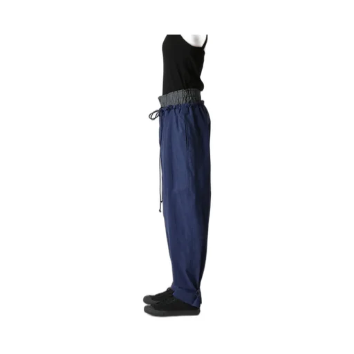 Multi Striped Dobby Uneven Dyeing Layered Pants